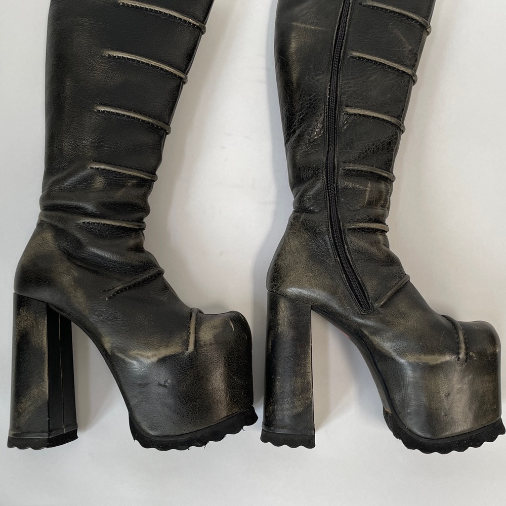LUCHINY - REAL LEATHER - LUG PLATFORM KNEE HIGH WARRIOR BOOTS - 9 - SUPER RARE! - Picture 6 of 16